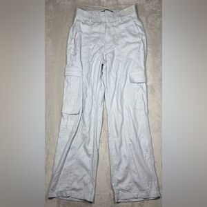 NWT Hollister Women’s Linen Blend Ultra High Rise Light Grey Pants Size Small